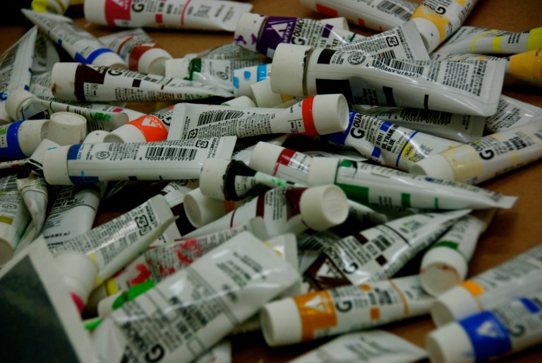 Taken at the Vermont Studio Center open studio evening. I confess, I don't remember whose studio. 